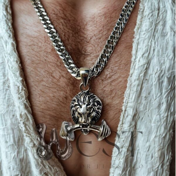Collar XL Silver Gym Lion Cadena León XL